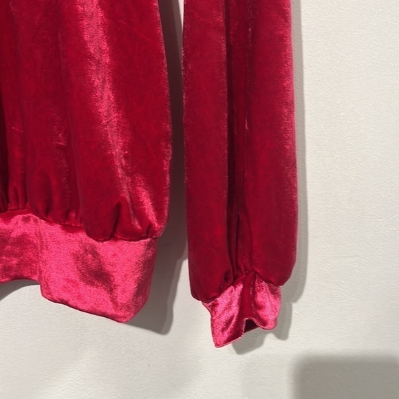 Maeve Candace long sleeve velvet top in hot pink - size extra small - Picture 3 of 7